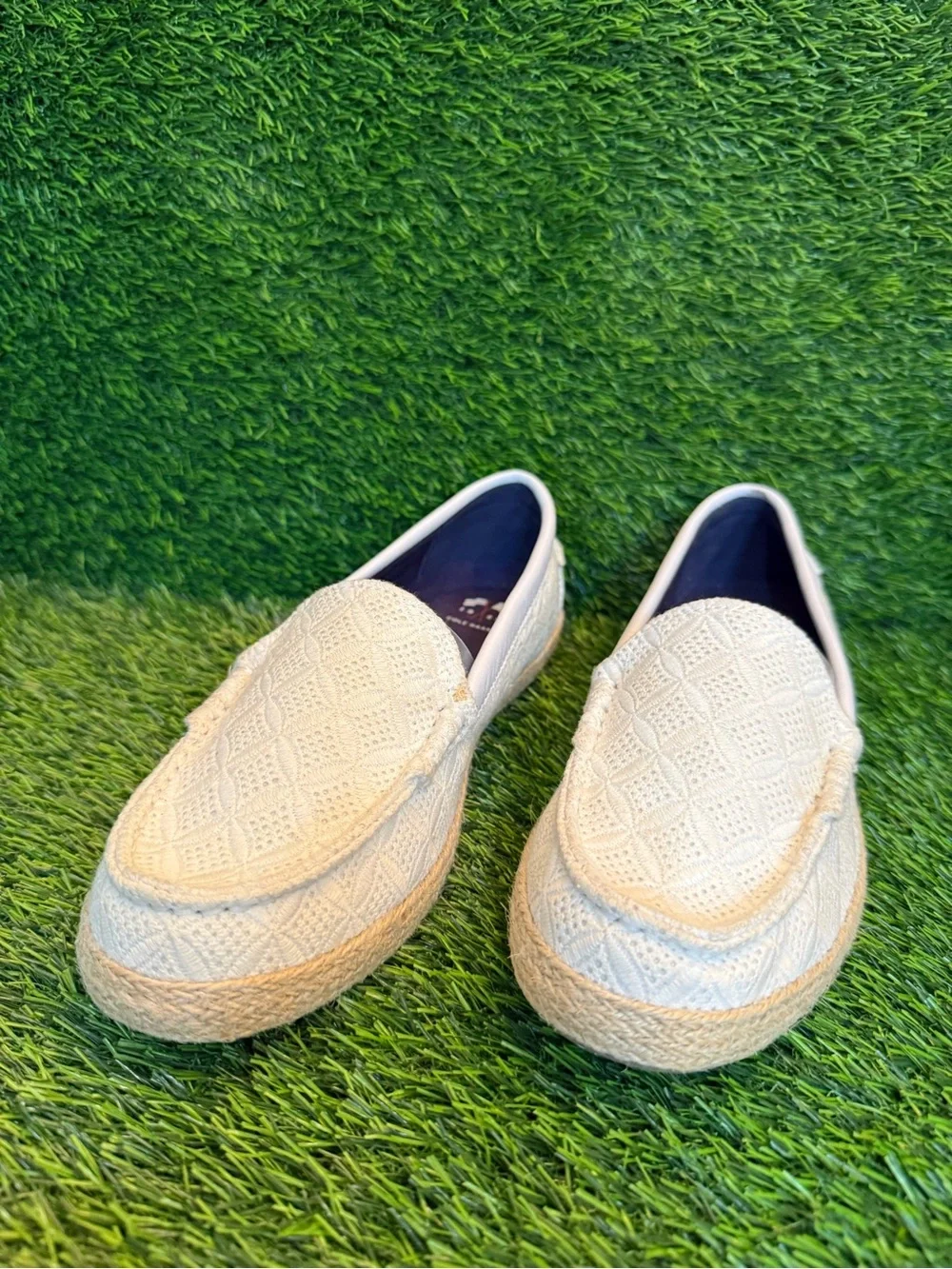 Cole Haan Cream Woven Espadrille eyelet jute woven  Slip-Ons w 10b